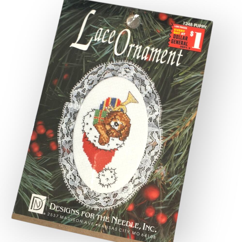 Designs for the Needle Christmas Ornament Cross Stitch Kit 1248 Puppy Dog US NEW